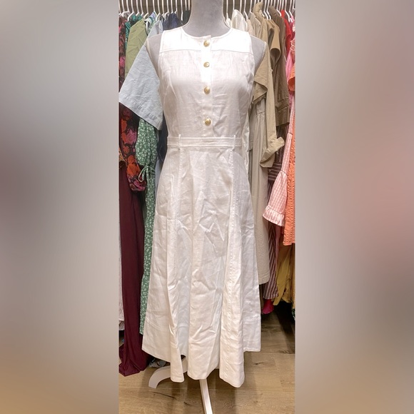 NWT jcrew sleveles midi dress in stretch linen blend - Picture 1 of 7